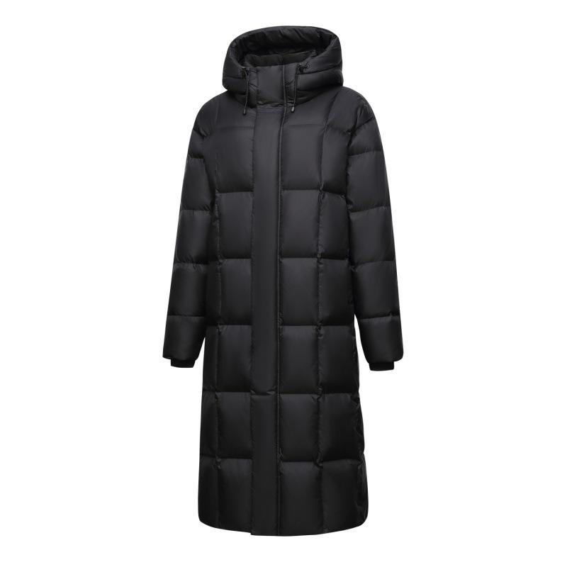 2025 Trendige Lange Herren-Winterdaunenjacke - Weiße Entendaune, Lässiger Hongkong-Stil, Einfarbig, Warme Oberbekleidung