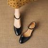 Krazing Pot Cow Skin Round Toe Low Heels Summer Shoes Big Size 42 Ankle Straps Women Pumps