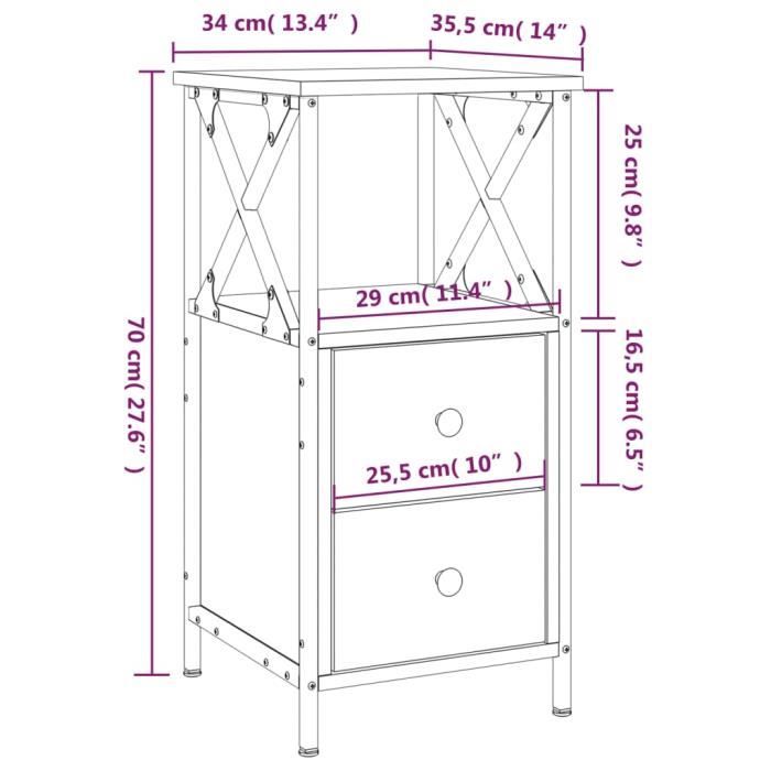 VidaXL Bedside Table Black 34x35.5x70 Cm Engineered Wood 825943