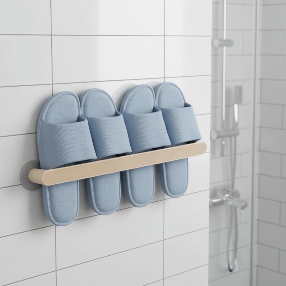 Multifunktionaler Schuhaufbewahrungsorganizer Ohne Bohren Handtuchhalter Wandmontiert Pantoffelregal Badezimmer