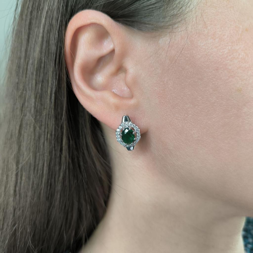 Silver Earrings with Nano Emerald 2.802ct (2192183)