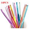 14pcsDIY clothing needle metal handle crochet single-head crochet colorful aluminum knitting needle yarn crafts