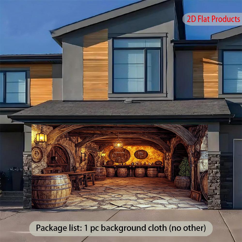 2D Flat Banner 1 Piece of Retro European Wine Cellar Background Banner - Medieval Style Wine Cave Decoration