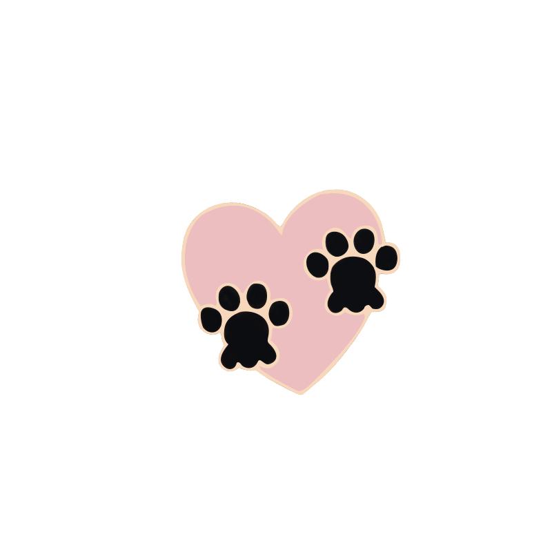 Paw in Heart Bow Tie Brooches Dog Paws Cat Claw Metal Pins Clothes Bag Badge Lapel Pin Animal Lovers Jewelry Gifts for Girl Kids