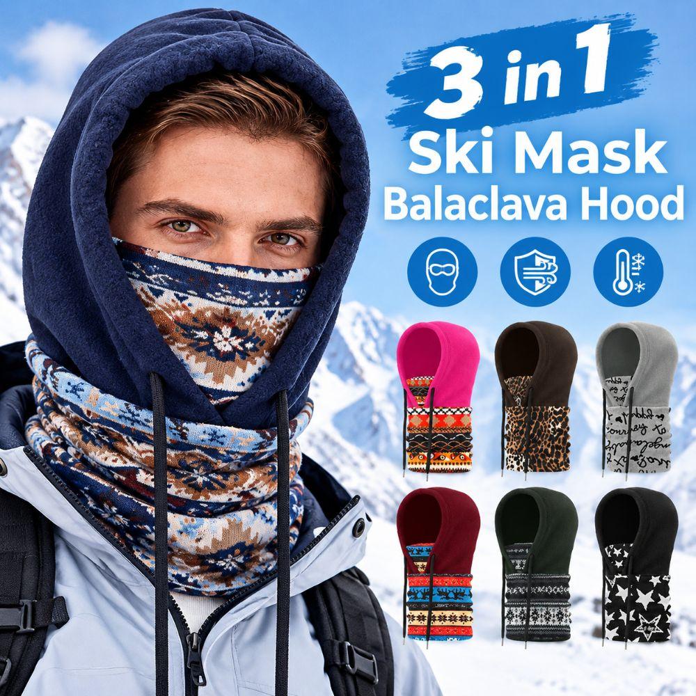 Full Coverage Winter Hat Adjustable Drawstring Warm Head Cover New Ski Mask  Outdoor Sports