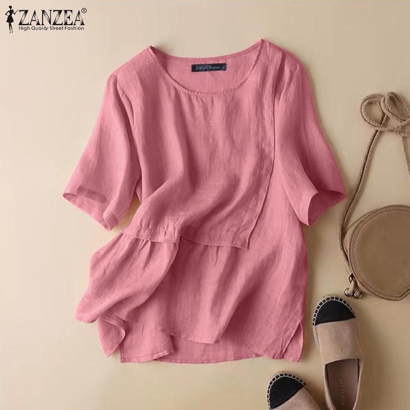 

ZANZEA Женская повседневная летняя блузка с коротким рукавом Топы