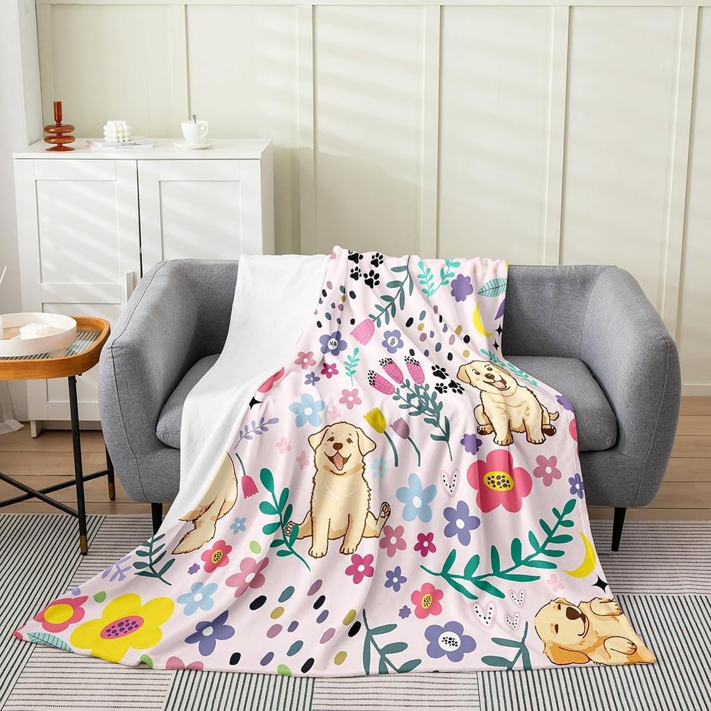 Erosebridal Floral Sloth Flannel Blanket for Kids Pink Cartoon Kawaii Sloth Throw Twin x Inch Fuzzy Garden Tulip Sofa Blanket