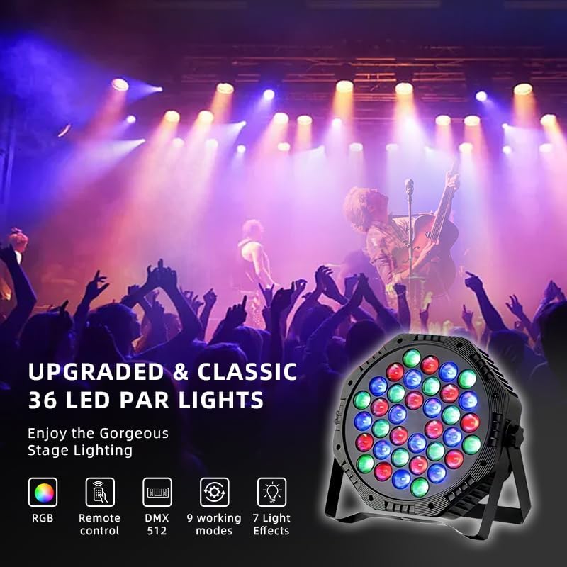 18/36 Led Par Lights Single Color Ultra Thin Stage Lighting, Dj Party Dance Studio Wash Lights Professional Stage Par Can Lighting