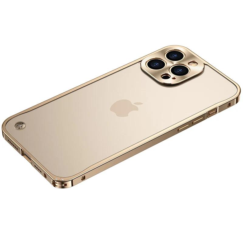 Metal Frame Lens Protection Matte Shockproof Phone Case for IPhone 12 11 13 15 16 Pro Max Mini 14 Plus Bumper Cover Accessories