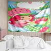 Strawberry-Shortcake Print Tapestry, Backdrop, Easy Setup, Ideal for Bedroom, Office & Living Room, with Aesthetic Wall Hanging Decor.