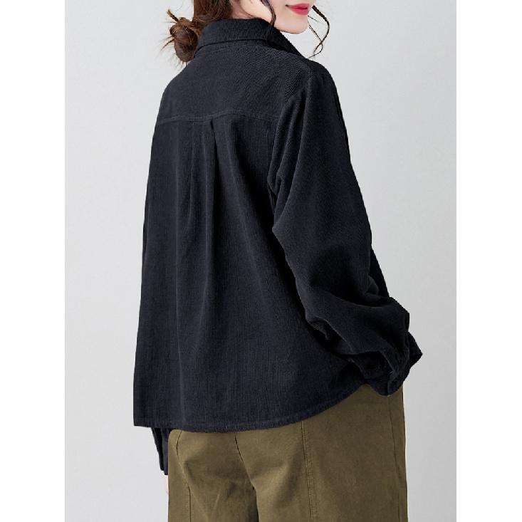 Cardigans Blazer Veste Décontractée Mode Femme Grande Taille Col Rabattu Manches Longues Ample Velours Côtelé Ample L-3XL