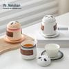 Panda Gradient Pink Ceramic Tea Mug with Filter