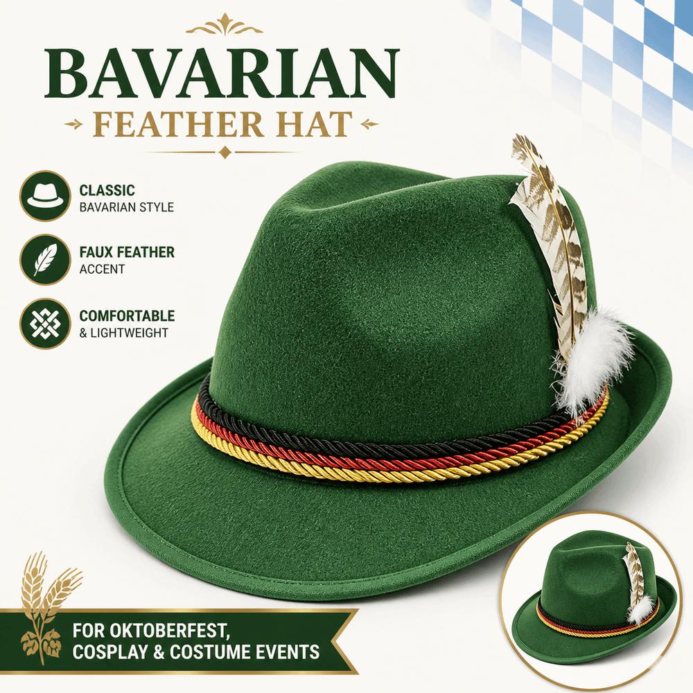 Decorative Side Cord Bavarian Feather Hat Structured Brim Jazz Cap New Costume Cap Men Women