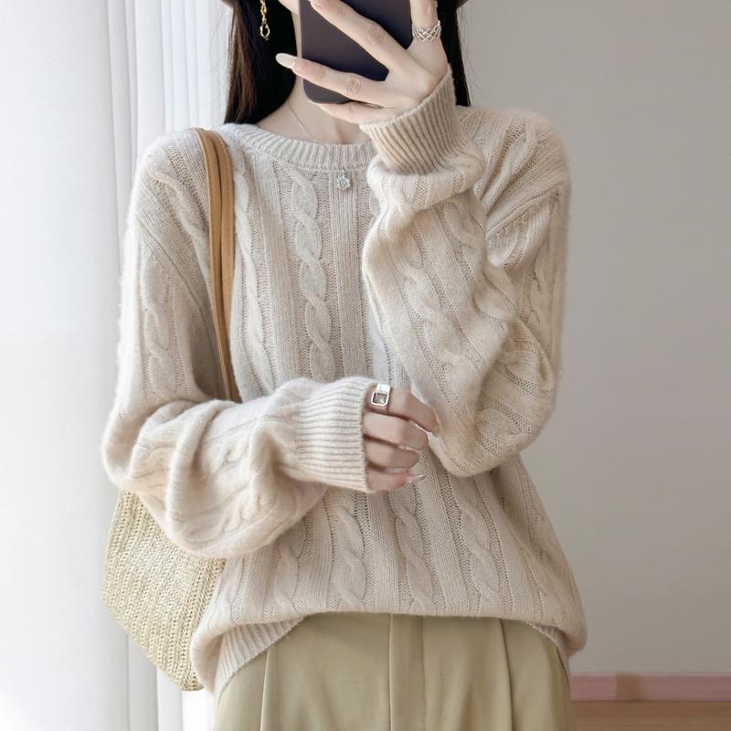 Women's cashmere sweater Qinghe cashmere 30% cashmere 70% wool autumn and winter pullover warm and fashionable