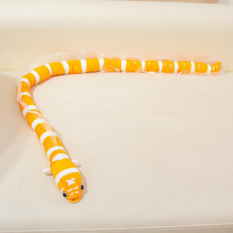 Simulation Snake Conger Eel Plush Doll Soft Streak Toys Adorable Cartoon Animals Pillow Birthday Xmas Gifts for Boys and Girls about 125cm оранжевый