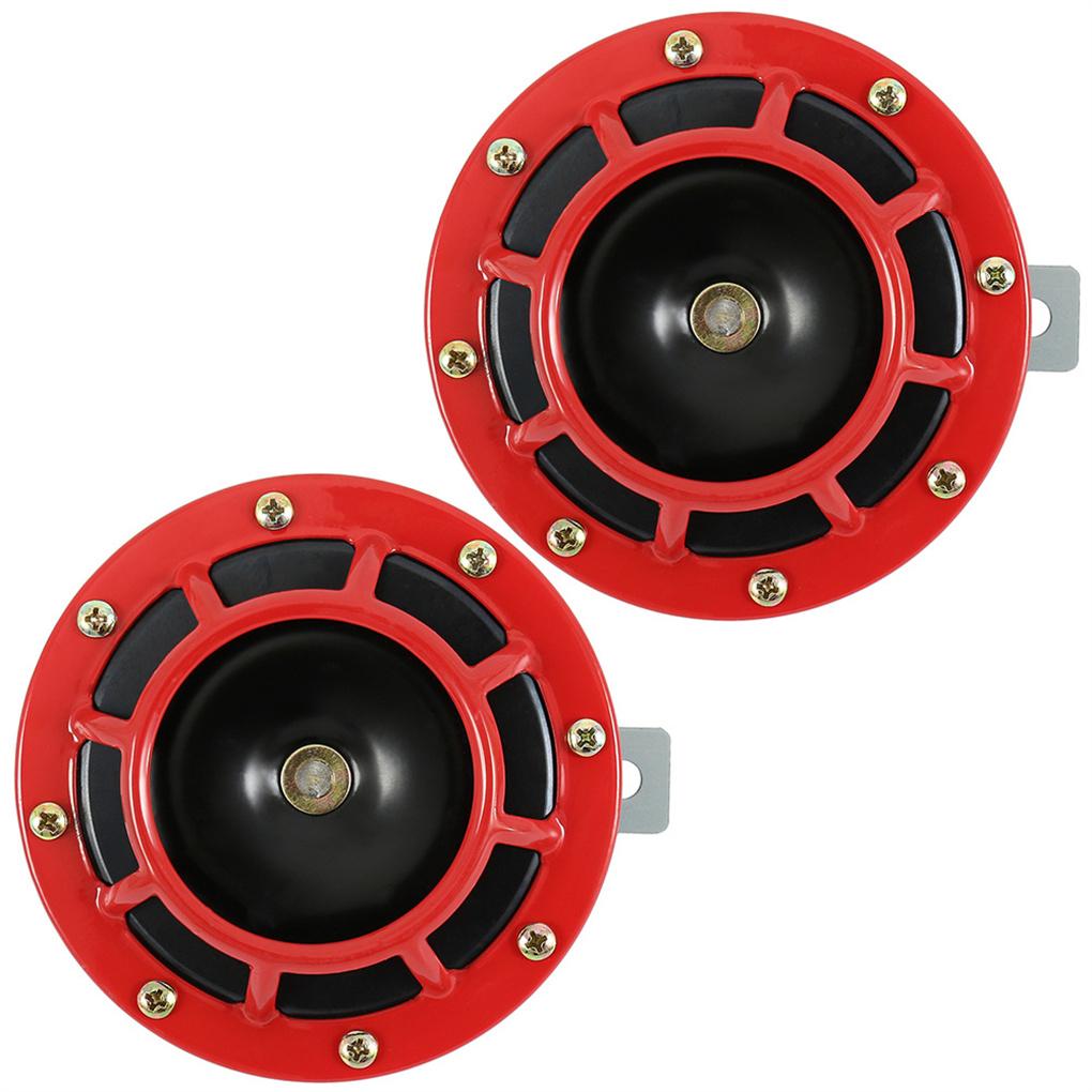 2 Pieces Car Horns 12V Motorcycle Modified Trumpets Super Loud Electric Loudspeaker for Truck RV  Red