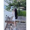 Song Jong-un's collegiate style white puff sleeve shirt dress female summer temperament waist small man sweet short skirt