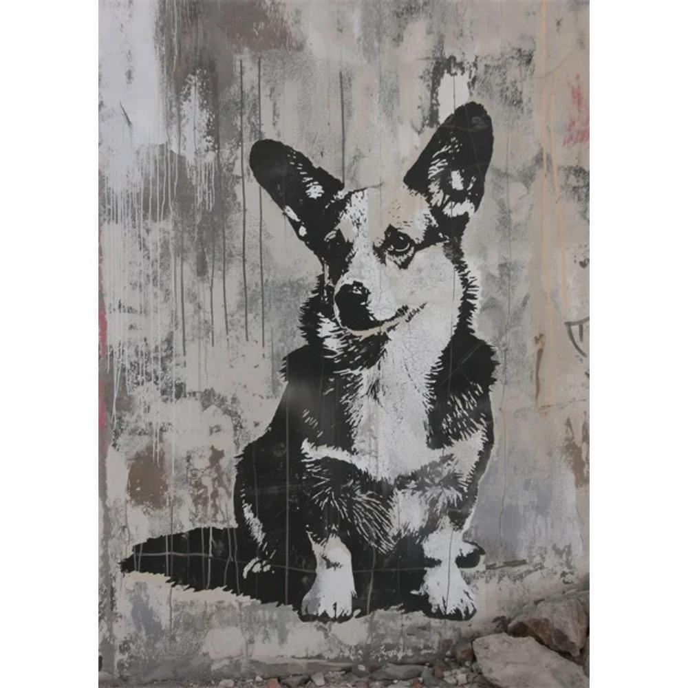 Постеры с граффити Бэнкси Животные Тигр Волк Панда с Шариком Уличное Настенное Искусство Холст Поп-Арт Декор Дома 30x45cm No Frame