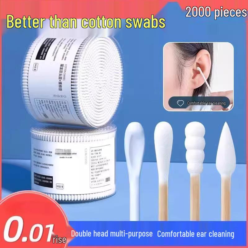 Doppelköpfige Wattestäbchen für Make-up, Ohrenreinigung, Desinfektion und Hygiene - Holzstiele mit verschiedenen Spezifikationen