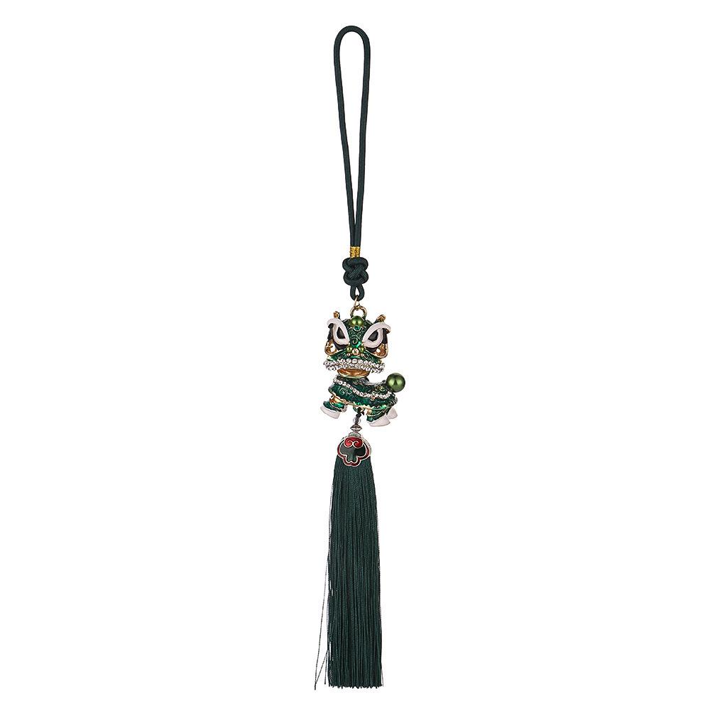 Chinese Knot Lion Dance Car Pendant - Interior Ornament & Safety Charm with Tassel