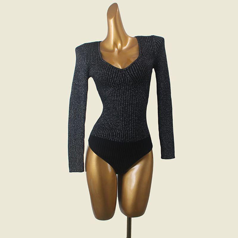 

Tight Waist V Neck Fil-Lumiere Weave Crotch Tops Fashion Style Sexy Inner Wear T-Shaped Body Shaping Bottoming Shirt for Women Black XL