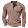 Mens Waffle Long Sleeve Raglan Crew Neck Casual Pullover Henley T Shirt