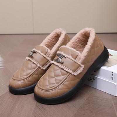 Cotton Shoes Women's Winter Velvet Thick-soled Warm Beanie Shoes Women's Winter Thickened Shoes Soft-soled Fluffy Shoes Wear Outside with One Pedal