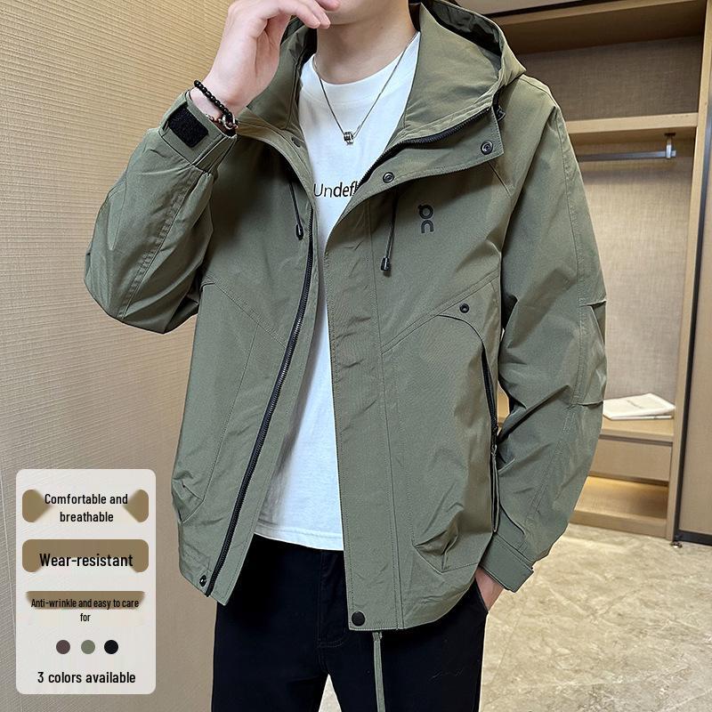 Men s 2025 Trendy Spring/Autumn Double-Layer Hooded Jacket L 110-130 Jin