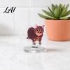 Artistic Home Decoration 2D Flat Rotating Acrylic Cat Sign for Car Dashboard Desk Decor Cute Print Office Ornament Tabletop Centerpiece with