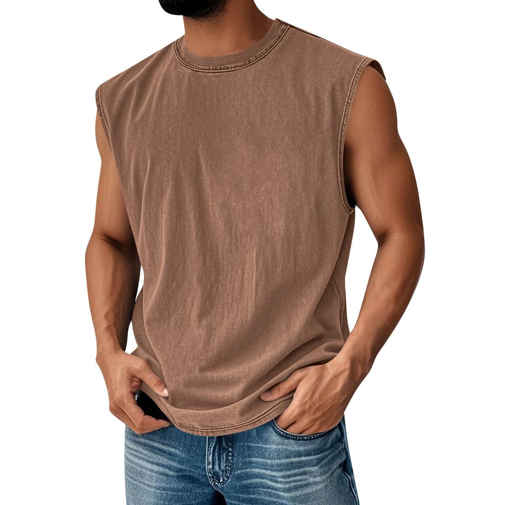 Herren Rundhals Used Look Oberteil Lässiger Komfort Weste
