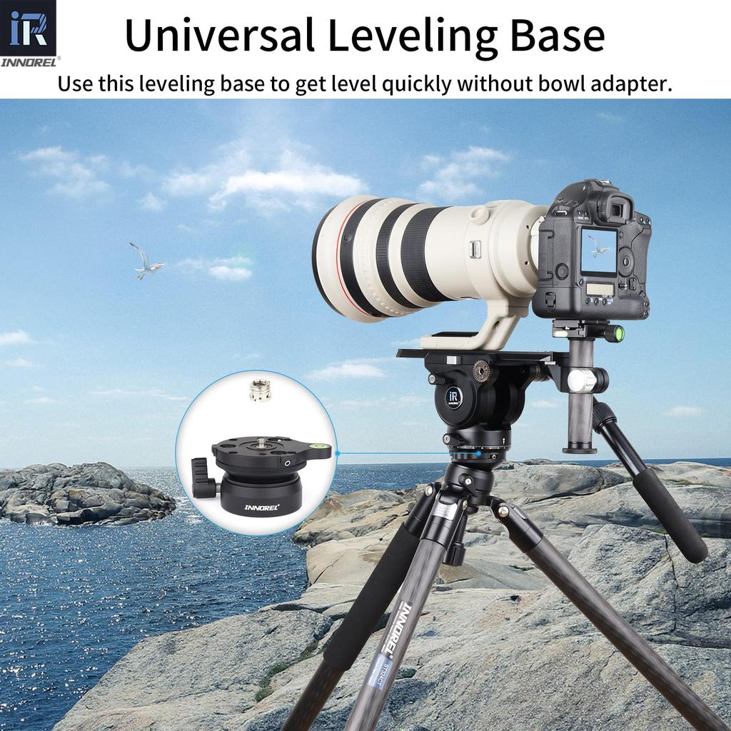 INNOREL LB60 Leveling Base Leveler Adjust Plate Low Center of Gravity Tripod Head Aluminum Alloy Male Thread Fine Thread Maximum Load Capacity 10KG