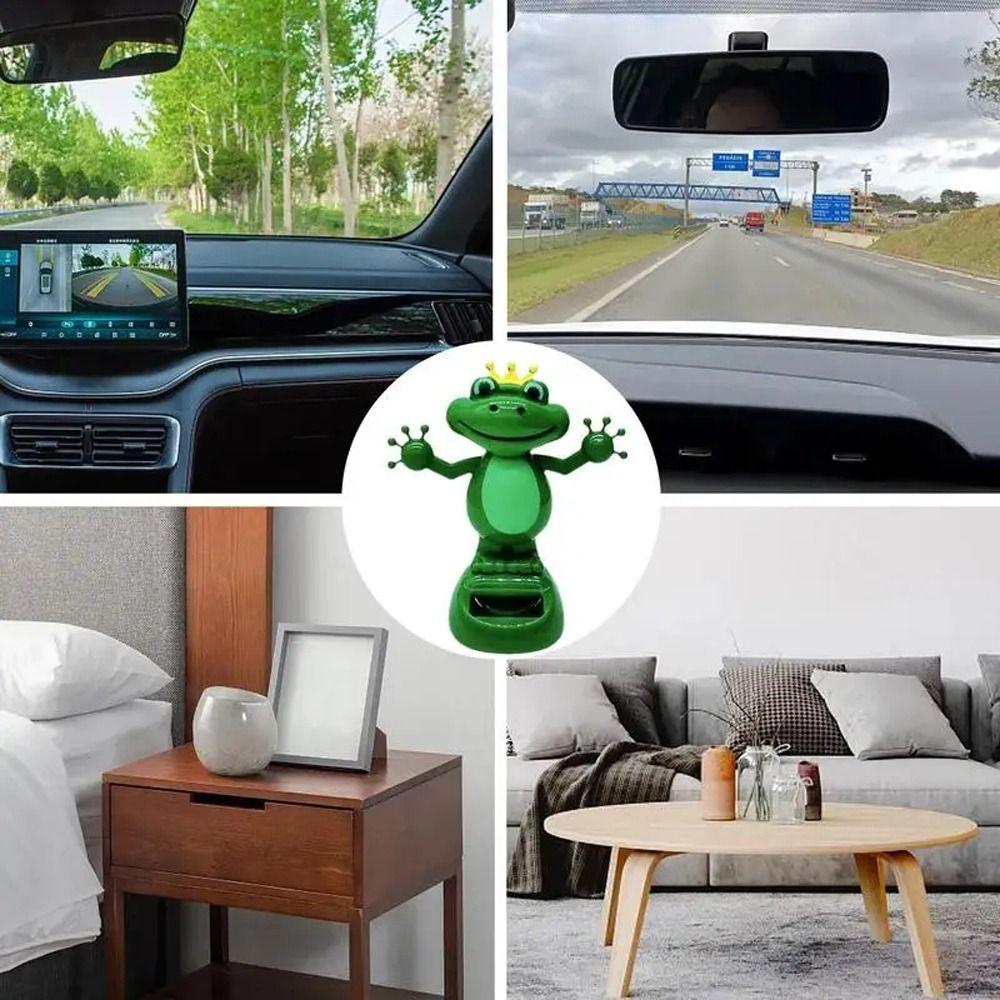 Cartoon Shaking Hand Doll Frog Shape Swing Dancing Doll Solar Powered Frog  Home Decoration