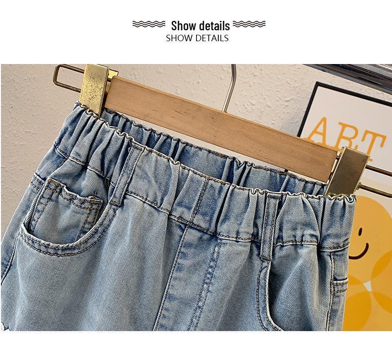 Girls' High-Waisted Embroidered Heart Loose Wide-Leg Jeans, Autumn 2026 Collection