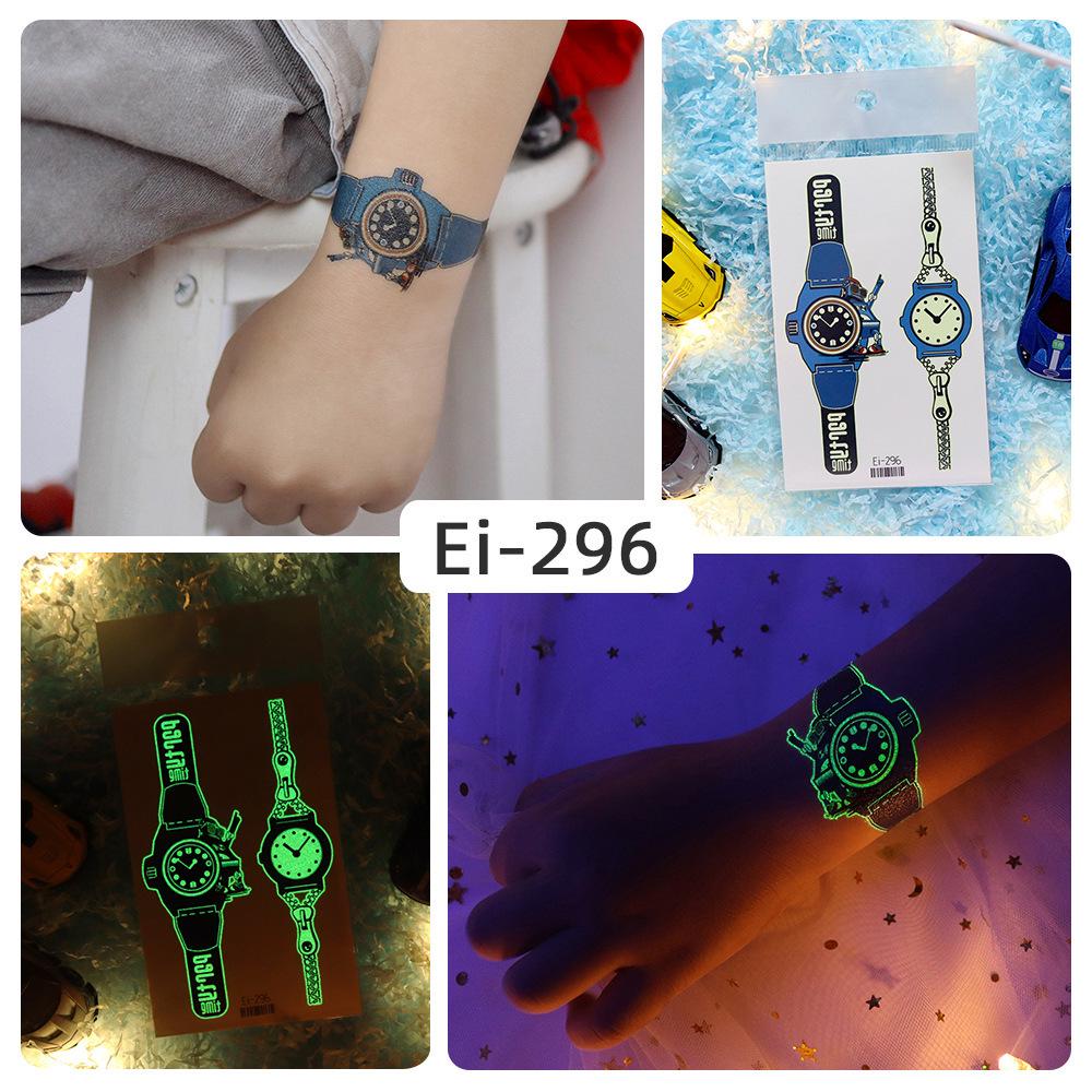 Rikalong Waterproof Luminous Cartoon Tattoo Stickers for Kids - Glow-in-the-Dark Watch Design