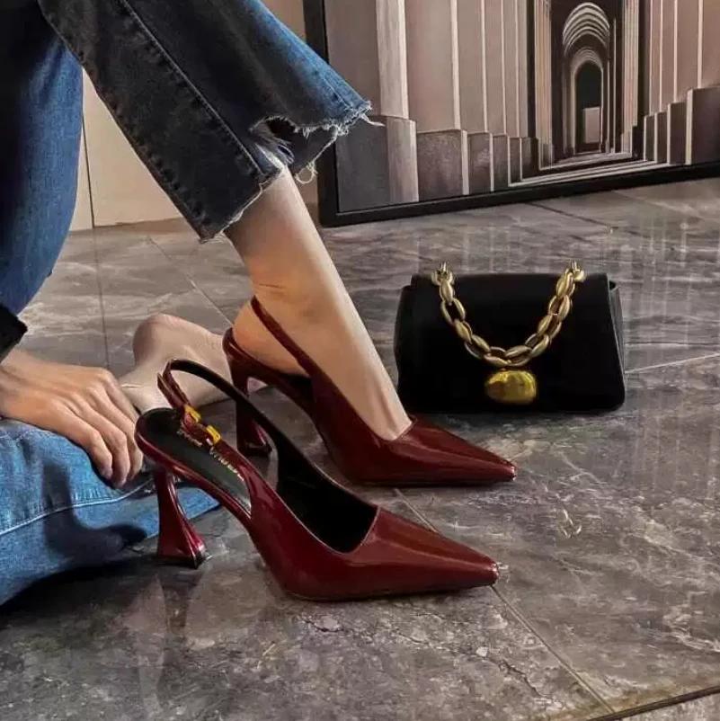 Summer new high heels pointy suede net red sexy skinny patent leather pumps sandals