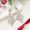 Sparkling Zircon Christmas Tree Stud Earrings for Women Shiny Green Rhinestone Tree Pendant Earring Xmas New Year Party Jewelry