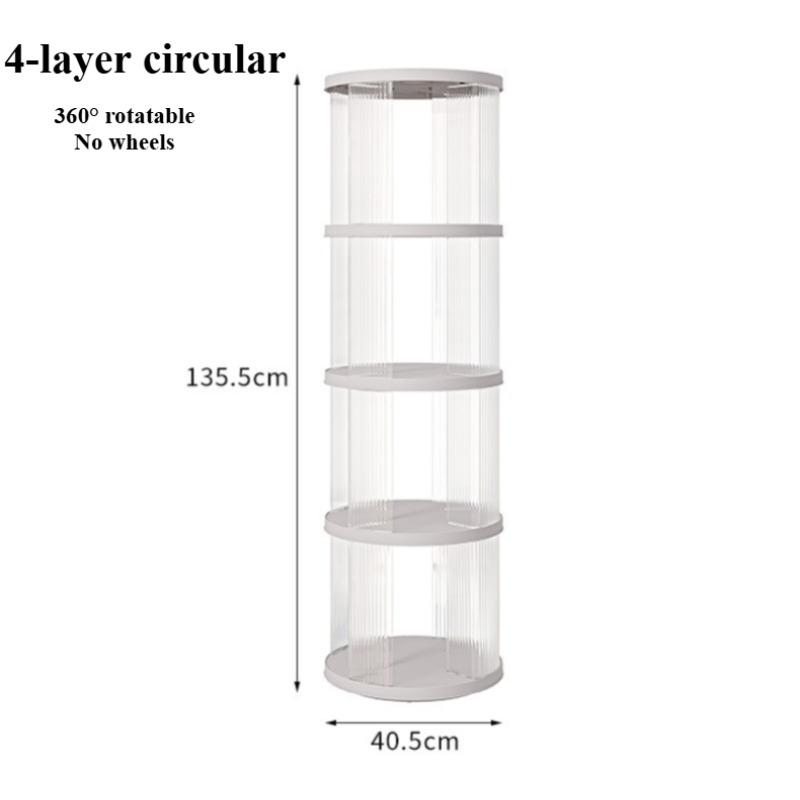 

4-ярусная круглая вращающаяся на 360° книжная полка, прозрачная, большой вместимости, напольный книжный шкаф, органайзер для гостиной, офиса, угла