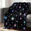 Neon Starry Sky Flannel Blanket Soft Cozy Throw Blanket for Bed Sofa Modern Galaxy Pattern Home Decor Unique Gift Blanket