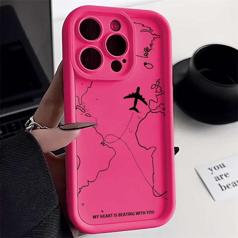 Travel-Inspired Airplane Route Phone Case For iPhone 11 13 Pro Max 16 15 14 12 XS X XR 7 8 Plus Shockproof Silicon Funda Cover