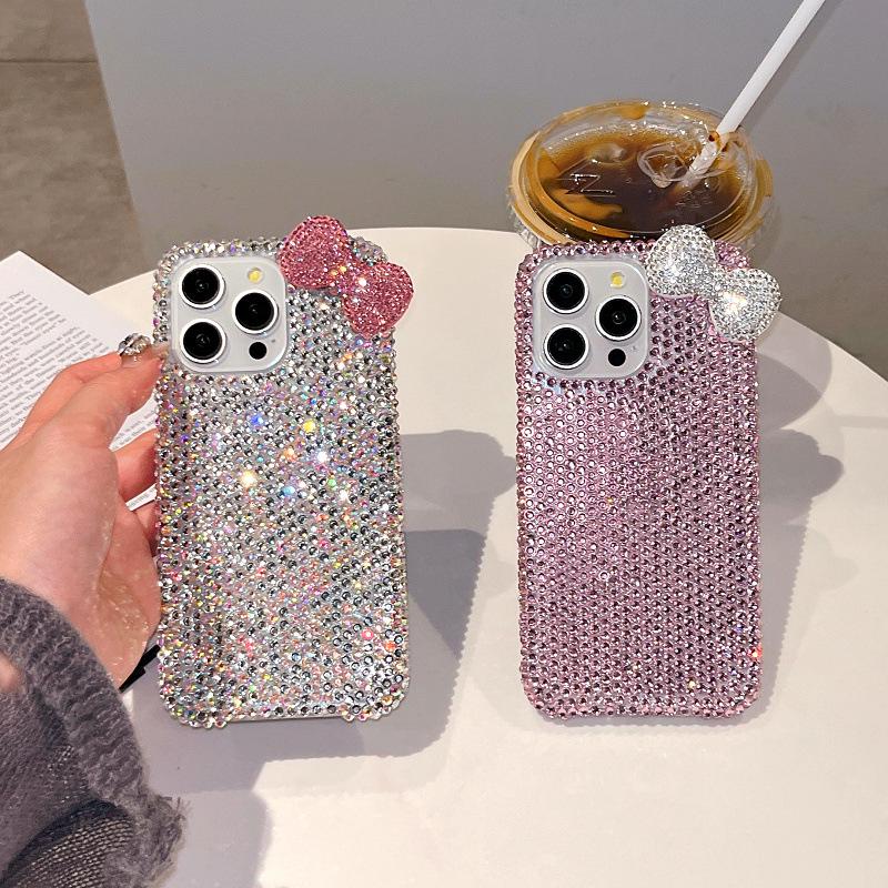 iPhone 16/17 Pro Max Luxury Rhinestone Bow Case for Girls