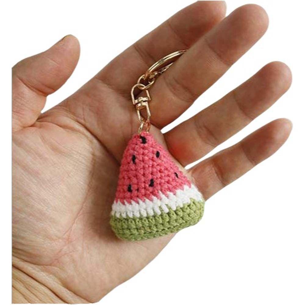 Handmade Weaving Keychain Knitted Wool Crochet Pendant Jewelry Gift Watermelon Pendant  Backpack