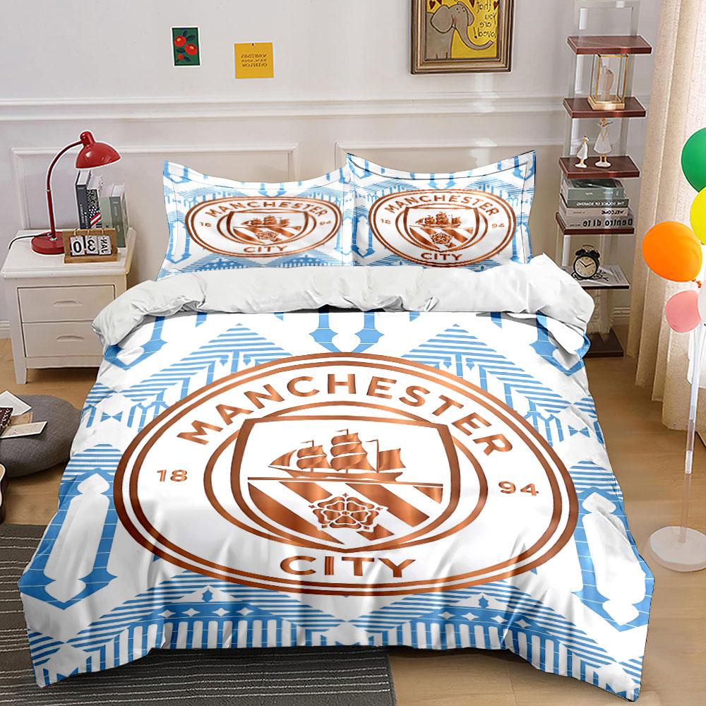 Set Biancheria da Letto Manchester City Copripiumino Copripiumino Federe  (1 * Copripiumino 2 * Federe, senza piumino)