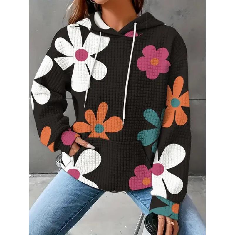 Herbst Langarm Pullover Oberteil Damen Kreativ Lustig Tier Muster 3D Gedruckt Lässig Bequem Sport Taschen Mantel Kapuzenpullover