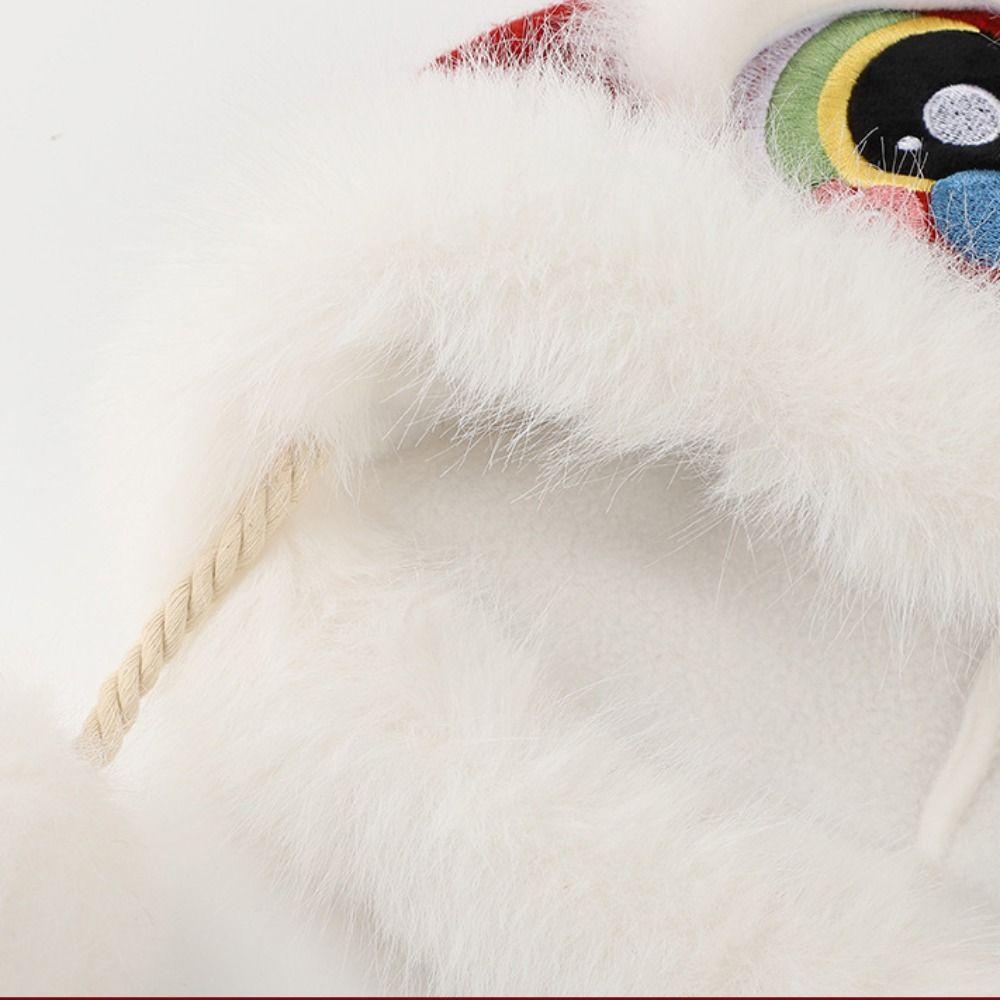 Thickened New Year Red Cap Ear Muffs Winter Warm Hat Kawaii Children's Lion Dance Hat  Outdoor