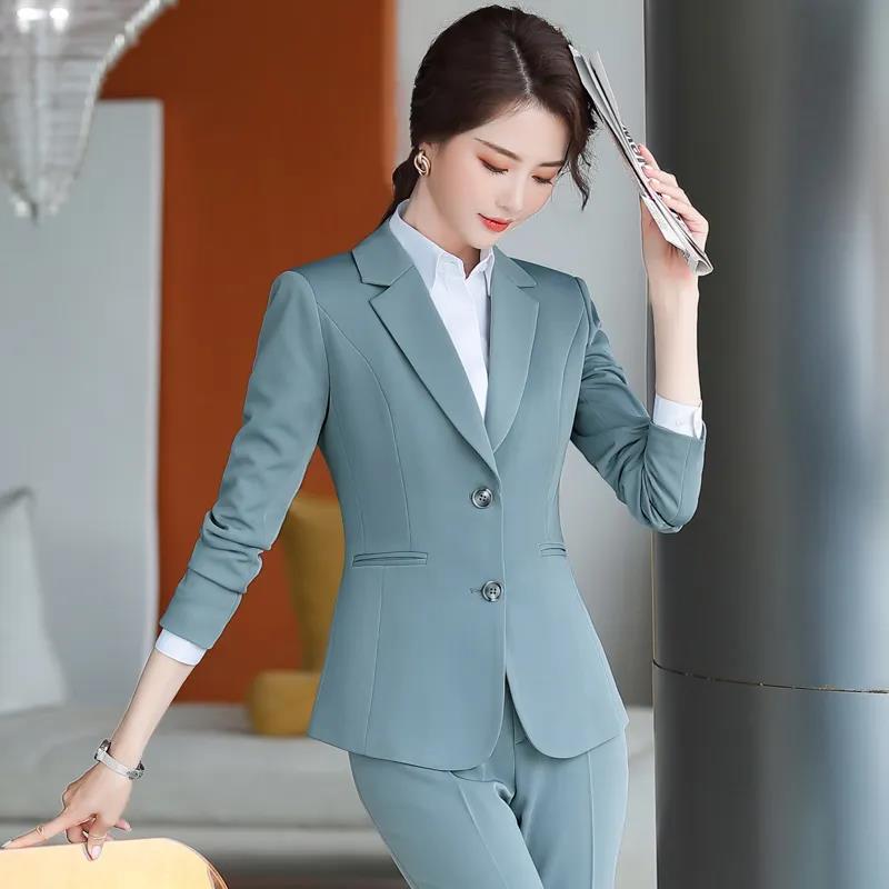 Однотонный профессиональный костюм женский весенний и осенний ...