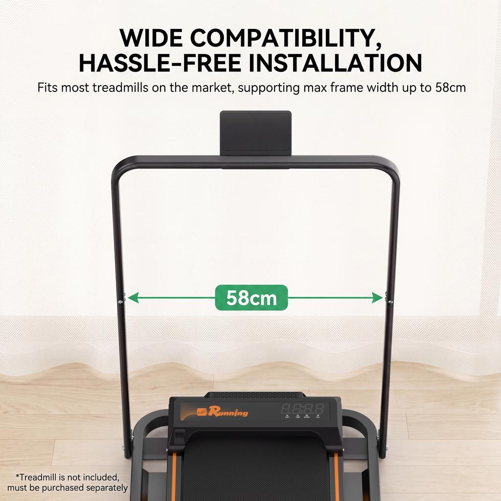 Laufband Griffstange, Universell Kompatibel für 58 cm Breite, Verwandelt Laufband in Sekunden in ein Laufband, Einfacher Transport mit Rädern, Schnelle Montage