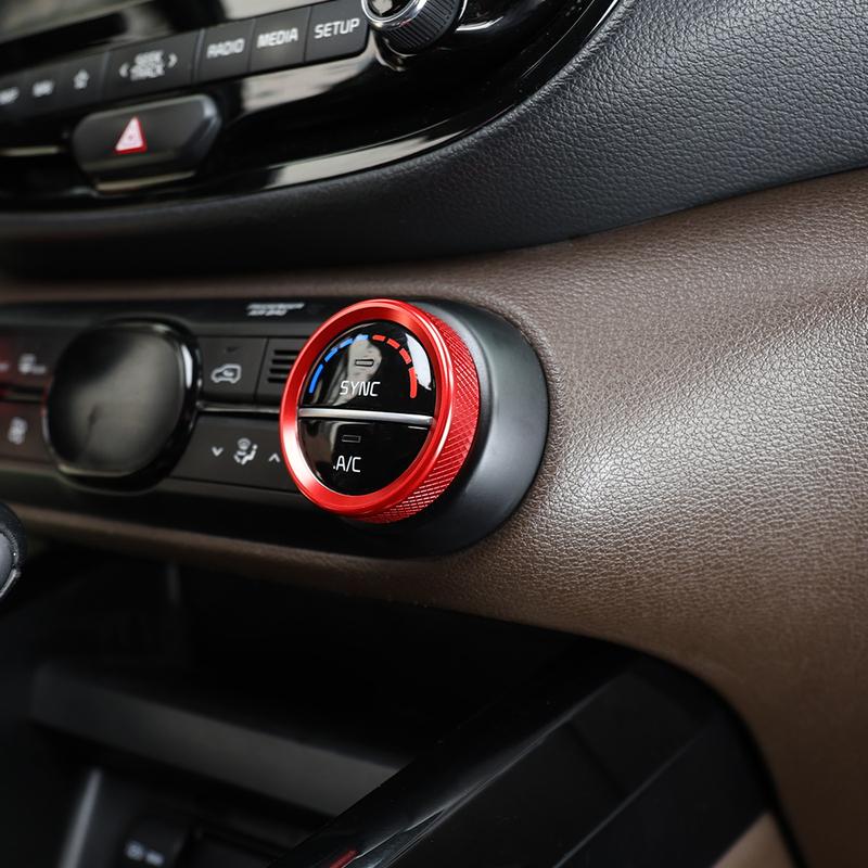 For Kia Soul -2025 2PCS High-End Version Aluminum Red Blue Black Air Conditioner Knob Trim Ring Control Adjust Button Cover