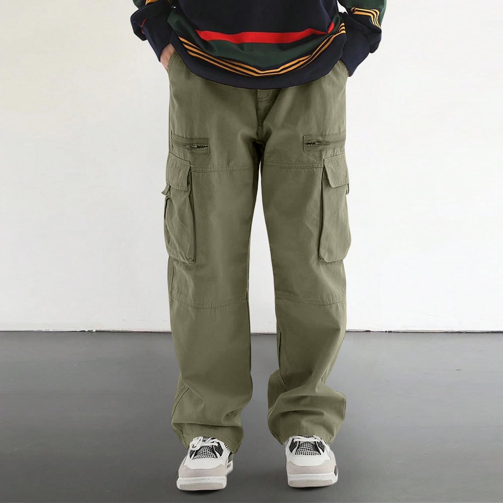 

Мужские комбинезоны, повседневные брюки с несколькими карманами и завязками, походные брюки, хлопковые саржевые брюки M армия зеленый