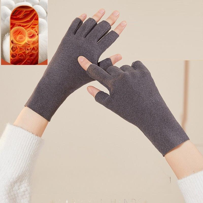 Open-finger Gloves Half-Finger Men's and Women's Winter Fleece Lined Touchscreen Anti-Freeze Gloves for Driving and Cycling