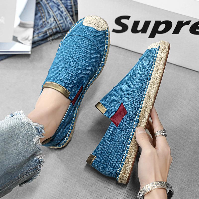 Red Summer Fisherman Shoes Men Breathable Linen Casual Shoes Man Flats Lightweight Comfy Lazy Shoes For Men Zapatos Para Hombre